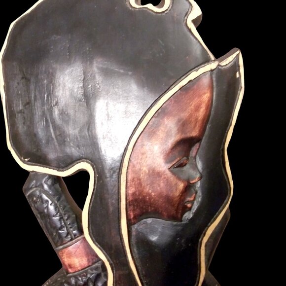 Vintage African Sculptural Wall Hanging , Home Decor, African Wood Carving, Art - Picture 2 of 16